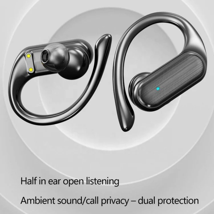 TWS Ear-mounted Sports Waterproof LED Digital Display Wireless Bluetooth Earphones(Black) - Image 5
