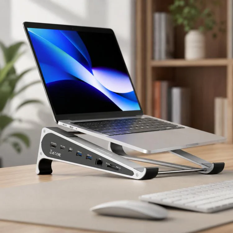 TYPE-C Laptop / Tablet Stand With USB 3.0 Expansion Dock, Interfaces: 8 in 1 Expansion/Ethernet Port
