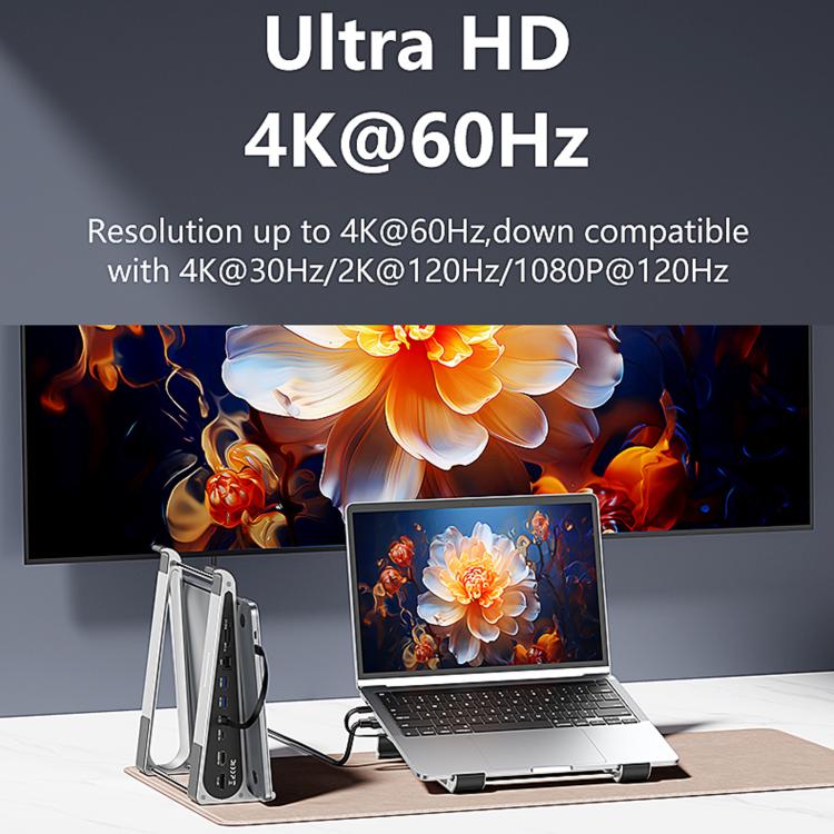 TYPE-C Laptop / Tablet Stand With USB 3.0 Expansion Dock, Interfaces: 8 in 1 Expansion/Ethernet Port - Image 10