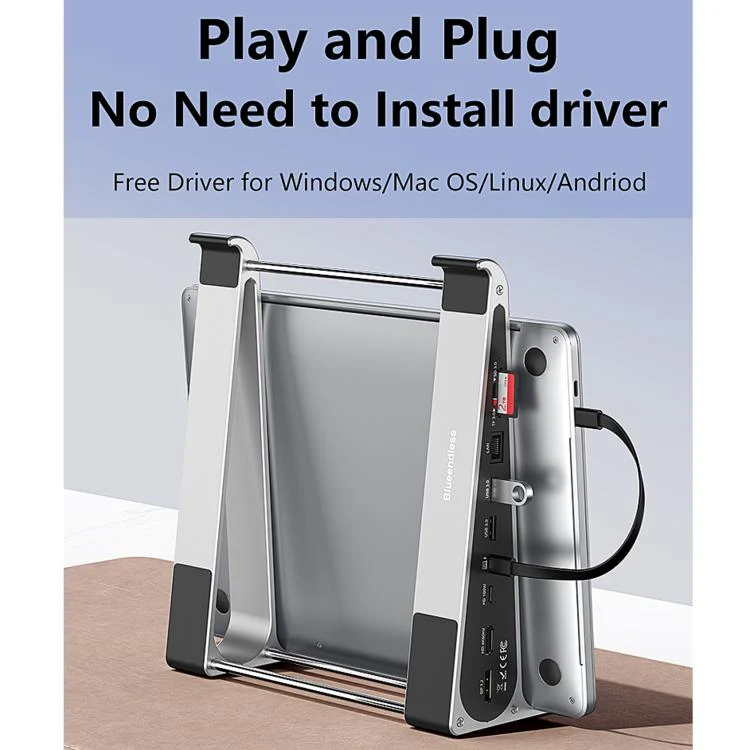 TYPE-C Laptop / Tablet Stand With USB 3.0 Expansion Dock, Interfaces: 8 in 1 Expansion/Ethernet Port - Image 11