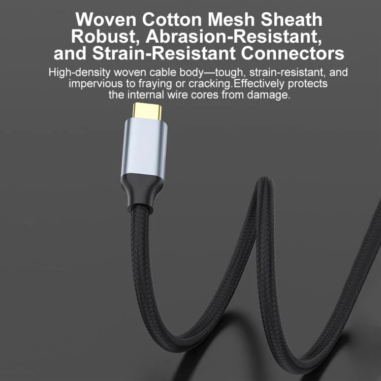 Type-C to DisplayPort 1.4 Ultra HD 8K Video Adapter Braided Cable, Length:1.5m 8K Bidirectional(Black Silver) - Image 8