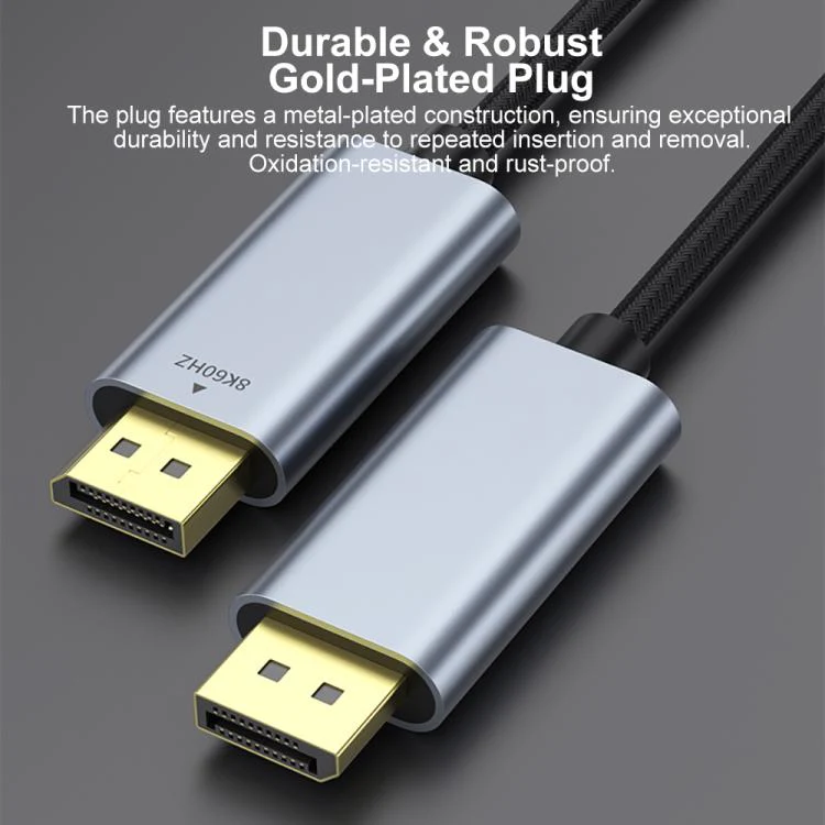 Type-C to DisplayPort 1.4 Ultra HD 8K Video Adapter Braided Cable, Length:1m 8K Bidirectional(Black Silver) - Image 10