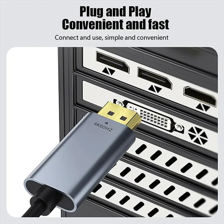 Type-C to DisplayPort 1.4 Ultra HD 8K Video Adapter Braided Cable, Length:1m(Black Silver) - Image 15