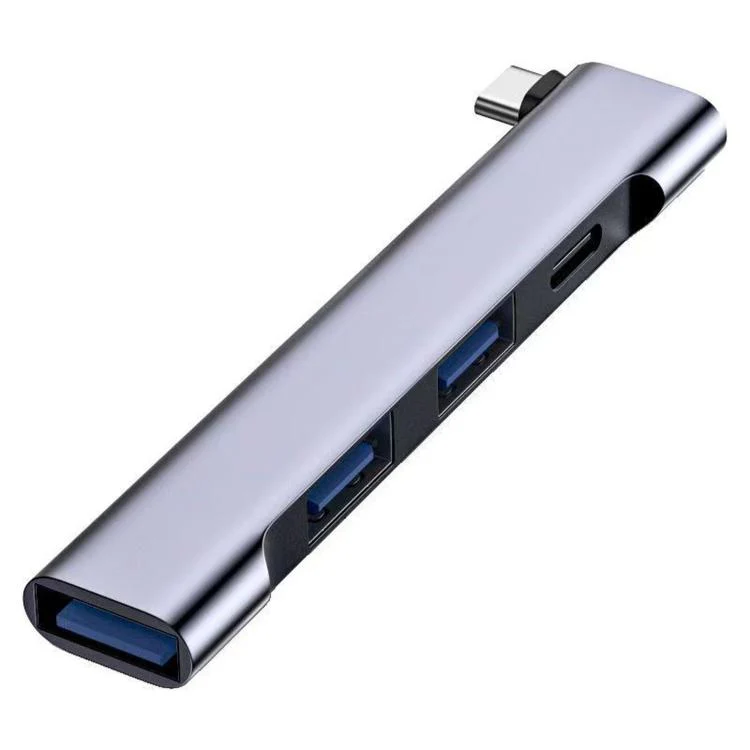 Type-C+USB 2.0 x 2+PD+USB 3.0 Side-Bend 4 In 1 Expander Splitter External HUB