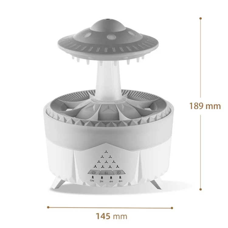 UFO Water Drop Aromatherapy Humidifier Desktop Remote Control Diffuser, Plug: US Plug(White) - Image 2