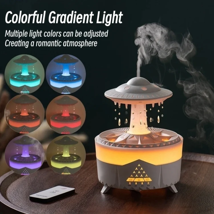 UFO Water Drop Aromatherapy Humidifier Desktop Remote Control Diffuser, Plug: US Plug(White) - Image 7