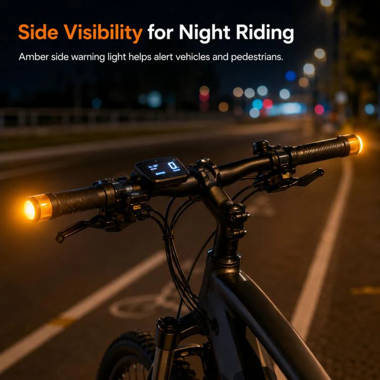 ULIP USB Rechargeable Bike Handlebar End Lights LED Safety Warning Signal Lamps for 22mm Bar Grips(Red Orange) - Image 5