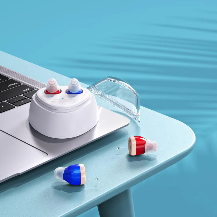 Ultra-Compact In-Ear Invisible Hearing Amplifier With Charging Case For Elderly(Skin Color +White Case) - Image 2