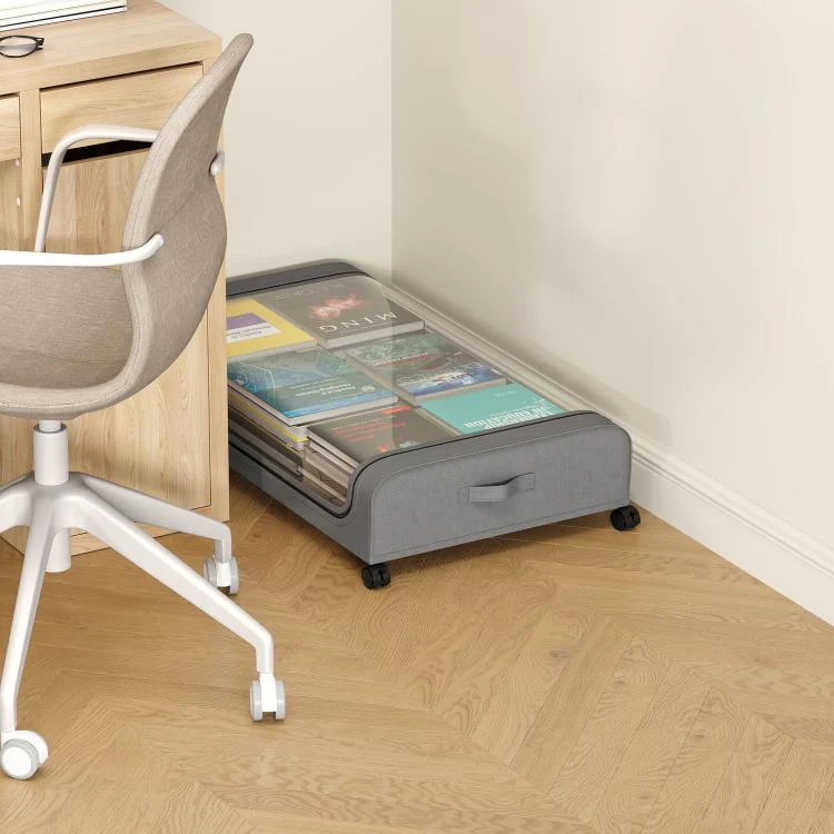 Underbed Storage Containers With Wheels Rolling Under Bed Organizer With Clear Lid(Curved Gray) - Image 7
