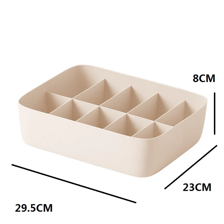 Underwear Storage Box Drawer Storage Socks Organizer 10 Cells(Without Cover)(Apricot) - Image 2