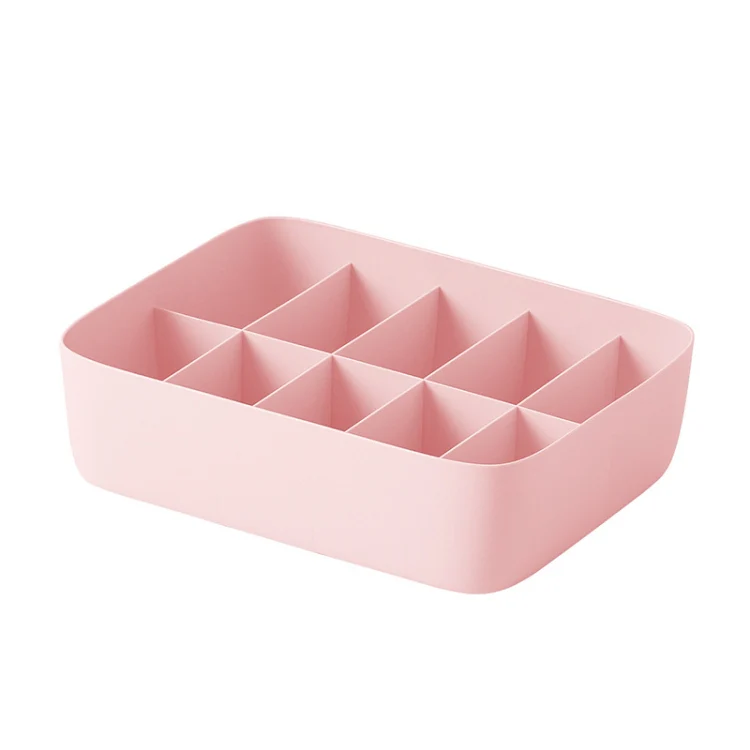 Underwear Storage Box Drawer Storage Socks Organizer 10 Cells（Without Cover）(Lotus Pink)