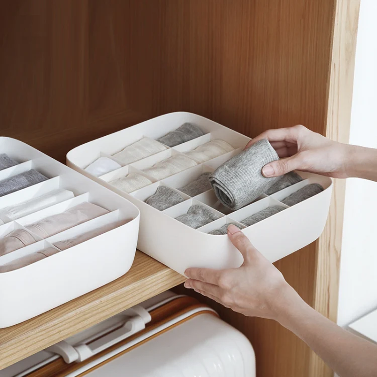 Underwear Storage Box Drawer Storage Socks Organizer 10 Cells(Without Cover)(White) - Image 4