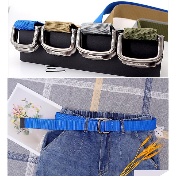 Unisex Elastic Nylon Web Belt Stretch Casual Jeans Belts With Alloy Double Buckle, Length: 105cm(Khaki) - Image 6