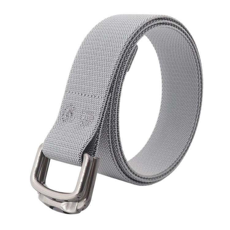 Unisex Elastic Nylon Web Belt Stretch Casual Jeans Belts With Alloy Double Buckle, Length: 125cm(Light Gray)