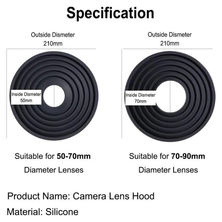 Universal Silicone Lens Hood, Size:70-90mm(Black) - Image 5