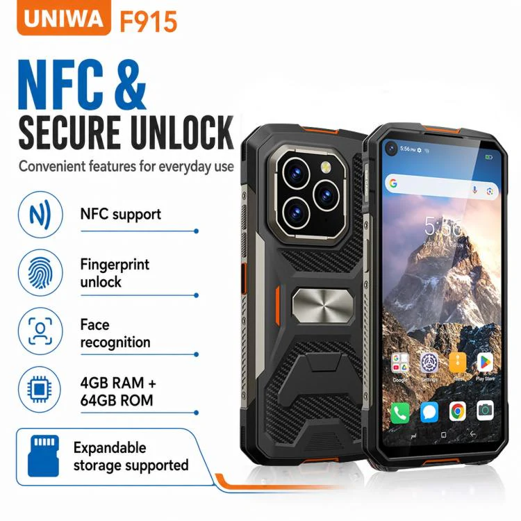 UNIWA F915 Rugged Phone, 4GB+64GB,  6.28 inch Android 160 Unisoc T310 Quad Core, Network: 4G, NFC, Plug:US Plug(Black Orange) - Image 7