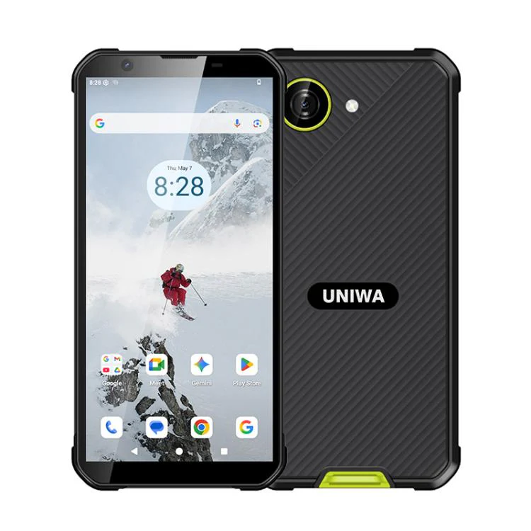 UNIWA F999 Rugged Phone, 4GB+64GB, 5.33 inch Android 16.0 Unisoc T615 UMS9230E Octa Core, PTT Button, Network: 4G, NFC, Plug:UK Plug(Black Green)