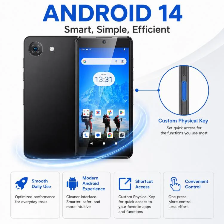 UNIWA Q999, 4GB+64GB, 4.0 inch Android 14.0 Unisoc T606 Octa Core, Network: 4G, OTG, Plug:EU Plug(White) - Image 9