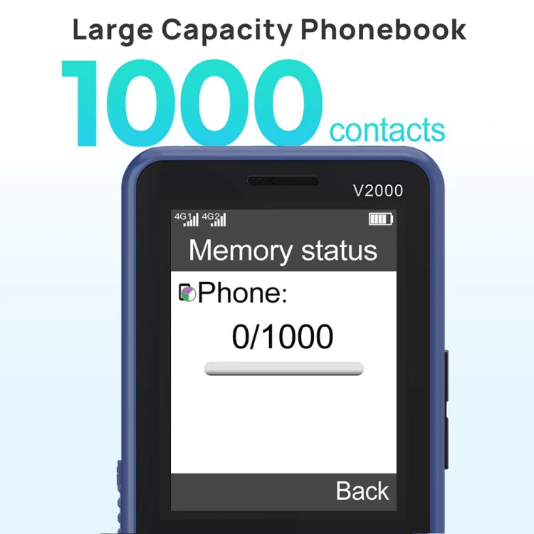 UNIWA V2000 Elder Keypad Phone, 2.4 inch Unisoc T107, 1700mAh Battery, LED Flashlight, SOS, Network: 4G, UK Plug (Blue) - Image 5