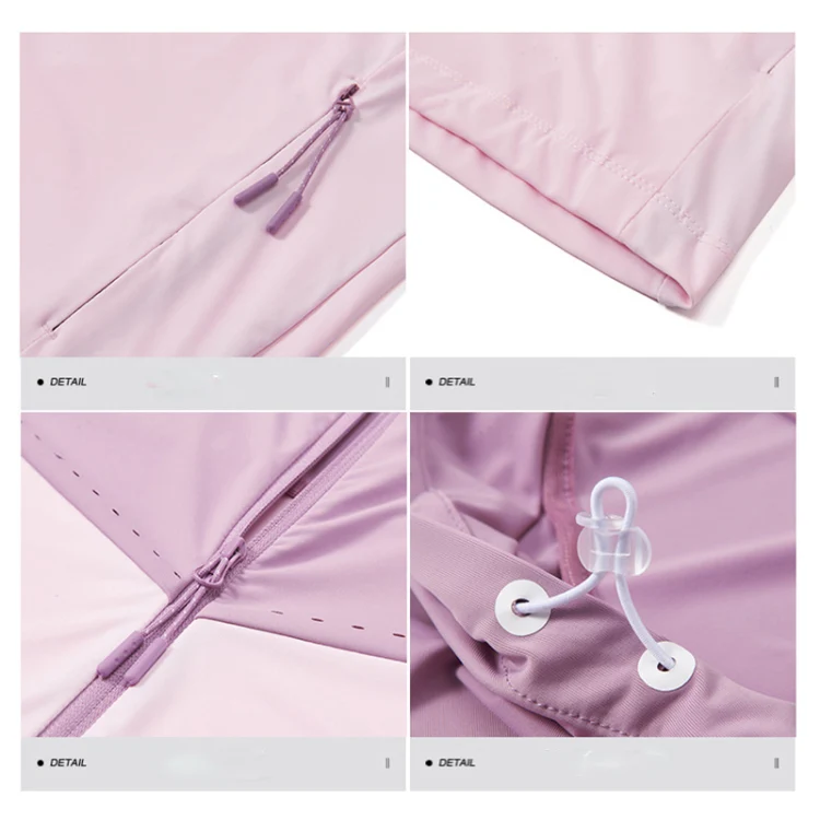 UPF40+ Men and Women Summer High Elasticity Ice Silk Sunscreen Clothing Sports Coat, Size:L(Pink-Female) - Image 5