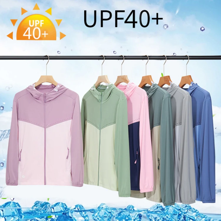 UPF40+ Men and Women Summer High Elasticity Ice Silk Sunscreen Clothing Sports Coat, Size:M(Light Green-Female) - Image 2