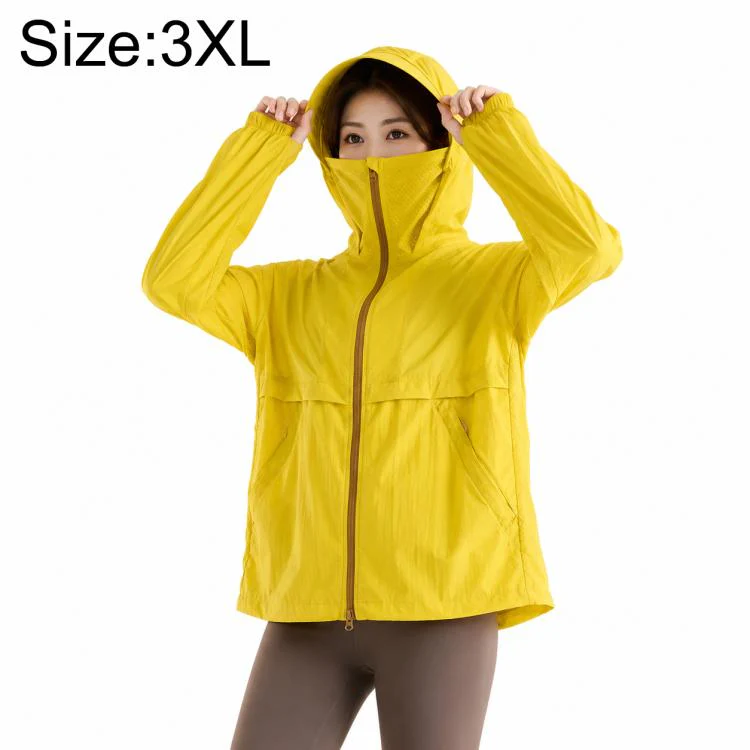 UPF50+ Cooling Fiber Lightweight Breathable Sun Protection Coat, Size:3XL(Yellow)