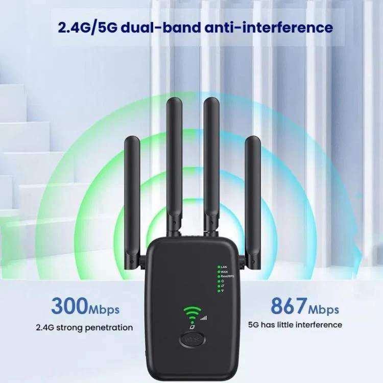 Urant U11 1200Mbps 2.4G&5.8G Wireless Repeater WiFi Signal Amplifier Support WPS Quick Setting US Plug White - Image 3