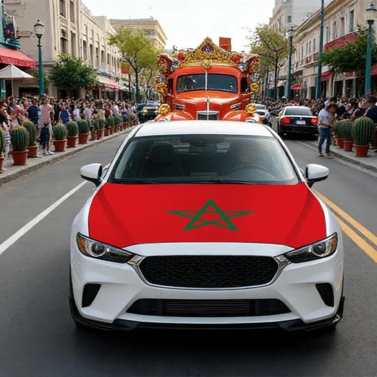 USA-Canada-Mexico World Cup Cheering Flag Dustproof Car Cover, Specification: Morocco(125x150cm)
