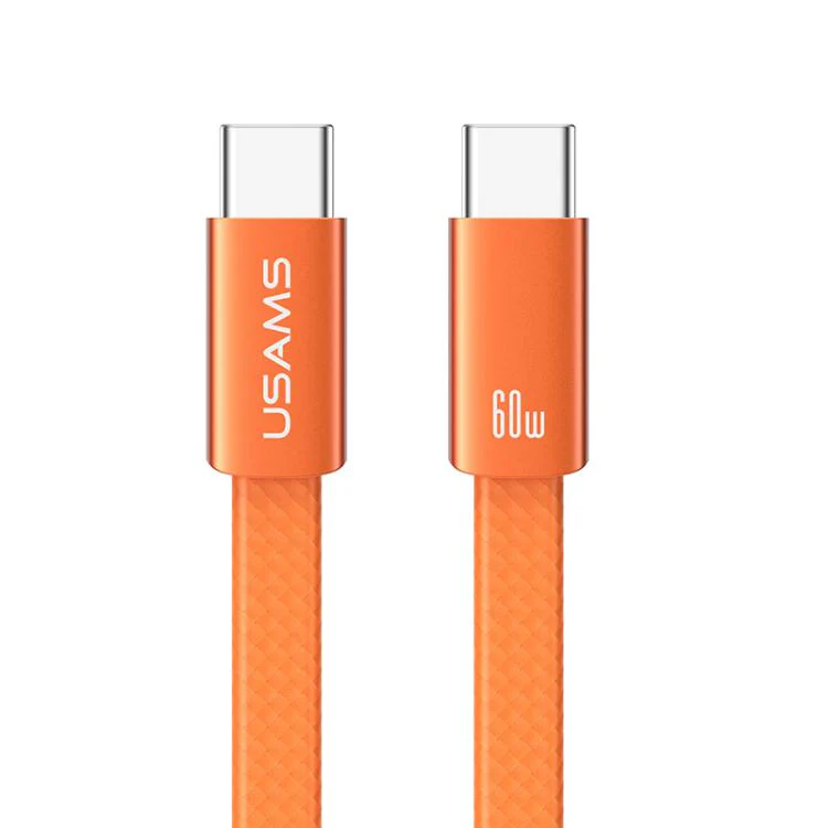 USAMS SJ783 U96 1.2m 60W USB-C / Type-C to USB-C / Type-C Aluminum Alloy Fast Charging Data Cable(Orange)