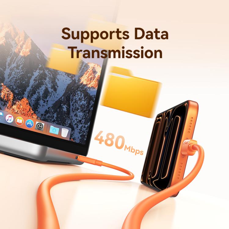 USAMS SJ786 U98 3A USB to Type-C Silicone Fast Charging Data Cable, Length: 1m(Orange) - Image 8
