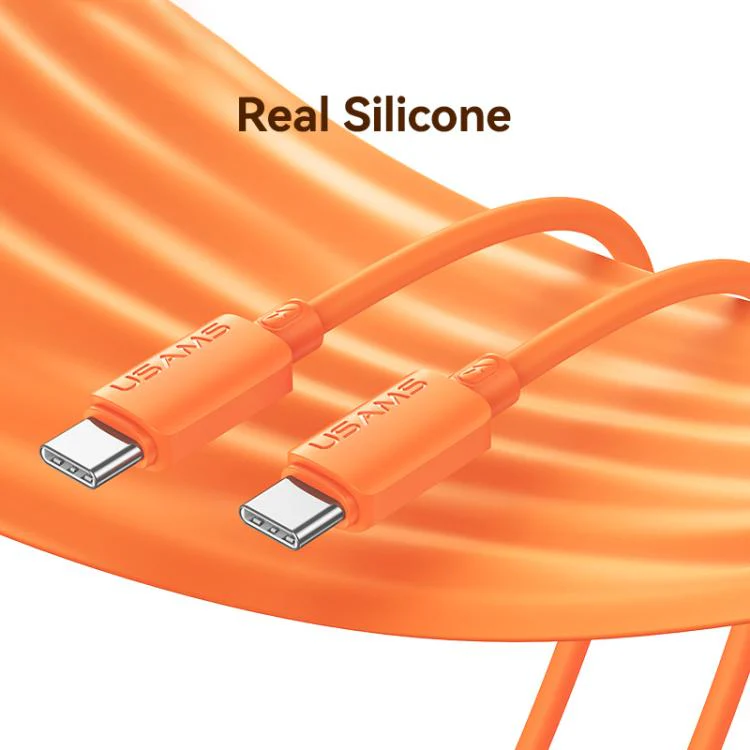 USAMS SJ787 U98 60W Type-C to Type-C Silicone Fast Charging Data Cable, Length: 1m(Black) - Image 3