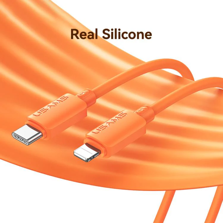USAMS SJ788 U98 30W Type-C to 8 Pin Silicone Fast Charging Data Cable, Length: 1m(White) - Image 3