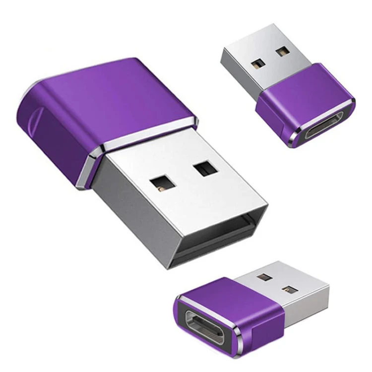USB 2.0 Male To USB-C / Type-C Female Adapter, Support Charging & Transmission Data(Purple) - Image 2