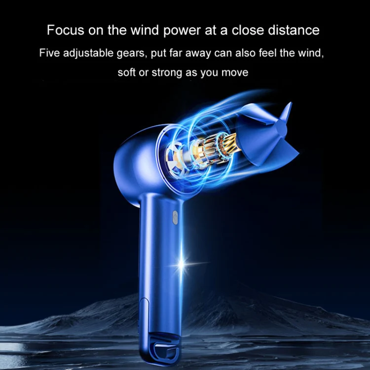 USB Charging Digital Display Handheld Turbo Fan Portable Foldable Buckle Small Fan(Pink) - Image 5