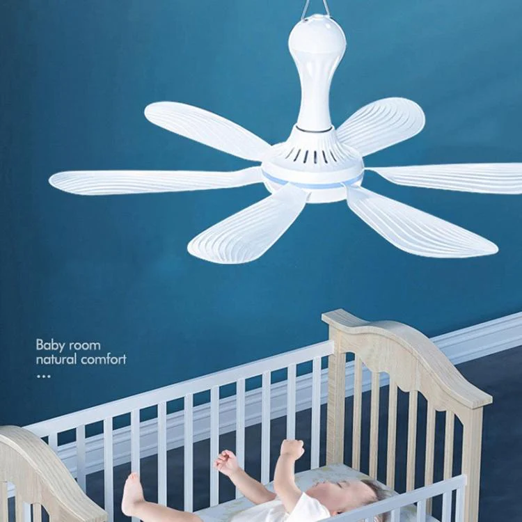 USB Home Dormitory Mute High Wind Power Mini Fan Six Blade Small Ceiling Fan, Style: Fan+Remote Control Speed Control Cord - Image 14