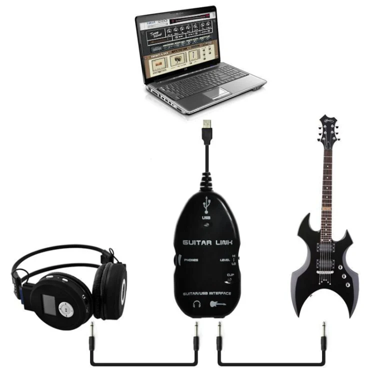 USB Interface Guitar Link Cable PC / MAC Recording(Black) - Image 5