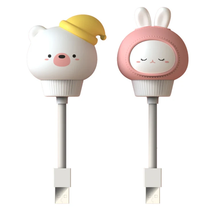 USB Night light LED Cute Bedroom Sleep Eye Protection Bedside Lamp, Style:Regular Version(Rabbit) - Image 3