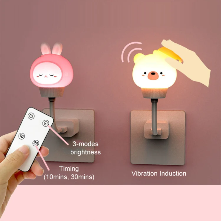 USB Night light LED Cute Bedroom Sleep Eye Protection Bedside Lamp, Style:Remote Control Version(Bear) - Image 4