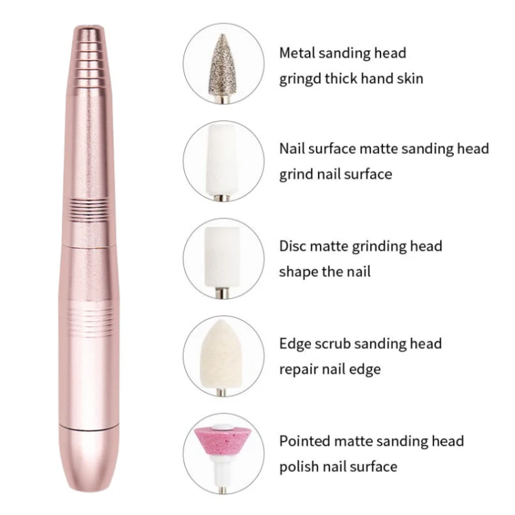 USB Plug Aluminum Nail Drill Machine Electric Manicure Milling Cutter Set(Silver) - Image 3