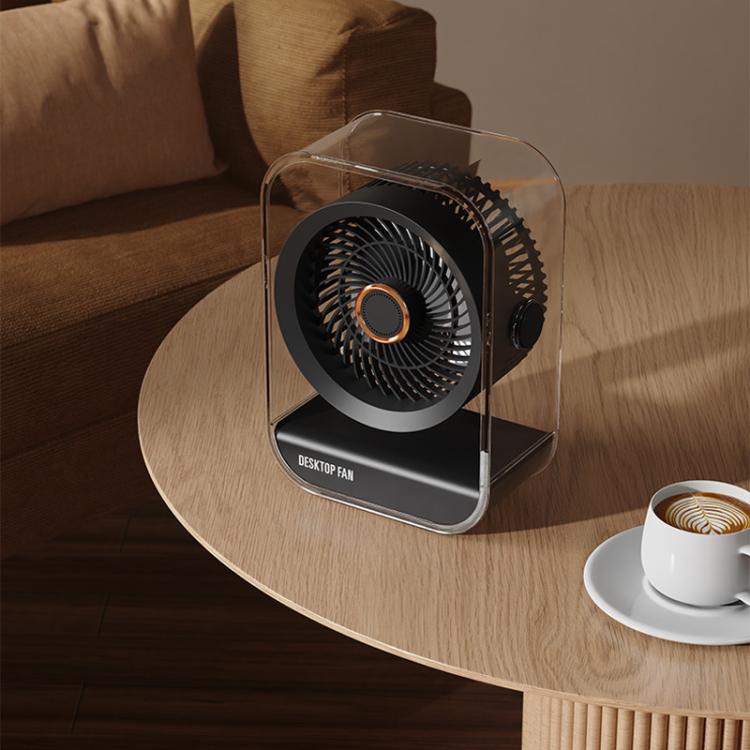 USB Rechargeable Desktop High-Power Fan With Night Light(Black) - Image 12