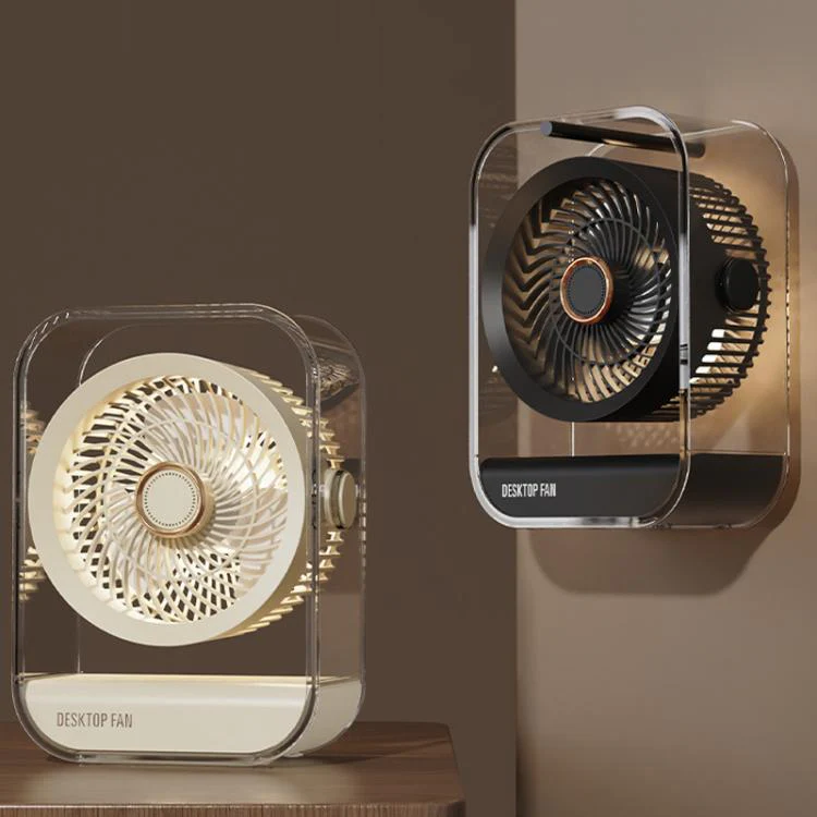 USB Rechargeable Desktop High-Power Fan With Night Light(Black) - Image 2