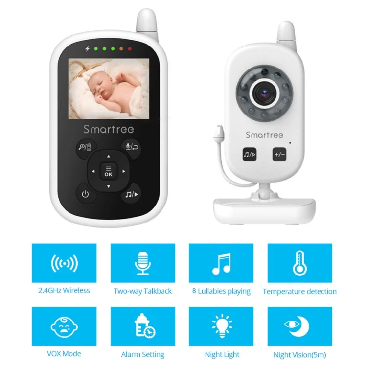 UU24 2.4 Inch Wireless Baby Monitor Camera Temperature Monitor 2 Way Audio VOX Lullaby EU Plug - Image 2