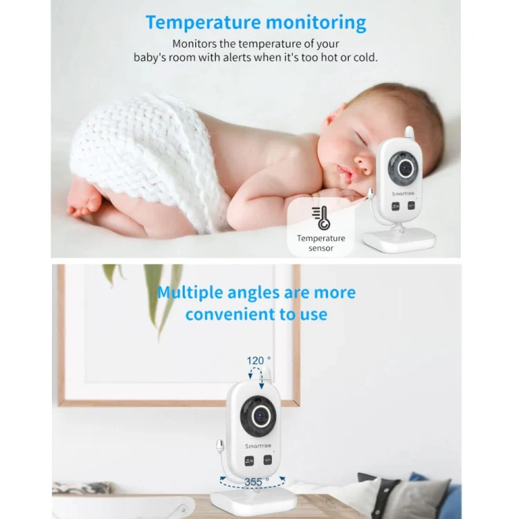 UU24 2.4 Inch Wireless Baby Monitor Camera Temperature Monitor 2 Way Audio VOX Lullaby UK Plug - Image 3