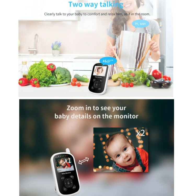 UU24 2.4 Inch Wireless Baby Monitor Camera Temperature Monitor 2 Way Audio VOX Lullaby UK Plug - Image 4