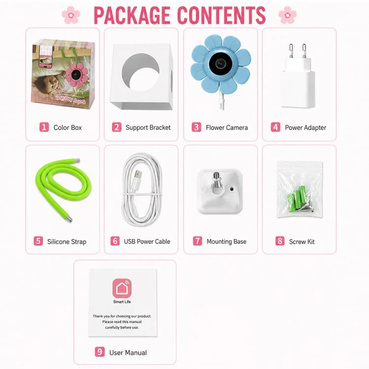 V1 Flower Shaped 4MP Baby Monitor Care Camera, Plug:EU Plug(Blue) - Image 11