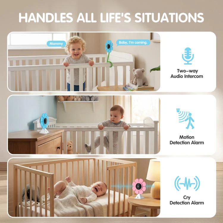V1 Flower Shaped 4MP Baby Monitor Care Camera, Plug:EU Plug(Blue) - Image 8