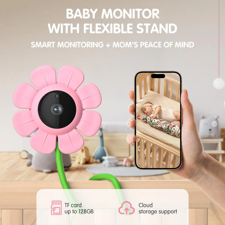 V1 Flower Shaped 4MP Baby Monitor Care Camera, Plug:US Plug(Blue) - Image 7