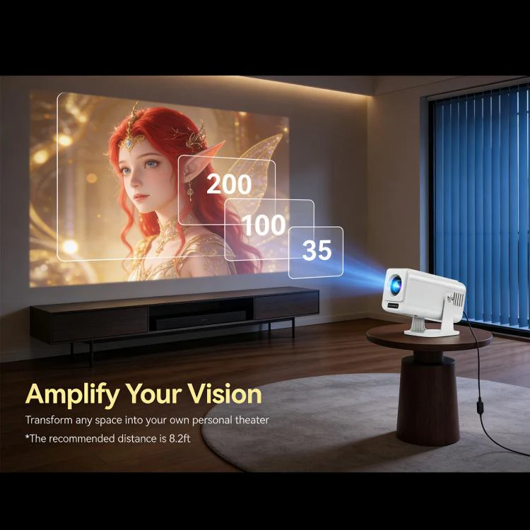 V1 Manual Focus 3 inch LCD 1920x1080P 270ANSI Android 13 OS Portable Smart Projector, Plug Type:UK Plug(White) - Image 8