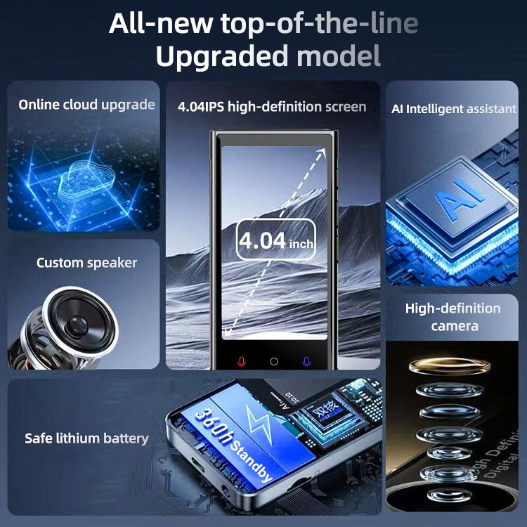 V2 4.04 inch Screen Portable AI Smart Translator Support 142 Online Languages(Black) - Image 3