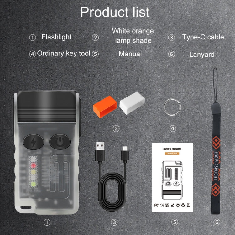 V20 Portable Keychain Light Rechargeable Bright Mini Flashlight(Black Purple Light) - Image 11
